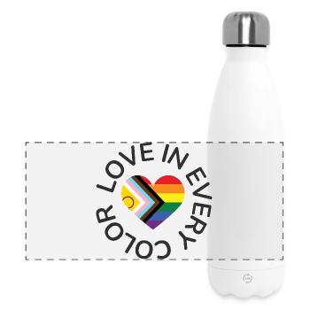 Cœur arc-en-ciel de l’amour dans toutes les couleurs LGBTQIA - Gourde isotherme panoramique 500 ml - blanc - Devant