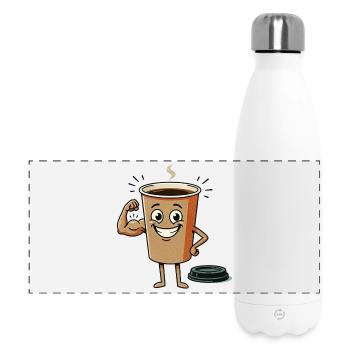 Energetische Kaffeetasse Figur - Panorama Isolierflasche 500 ml - Weiß - Vorne