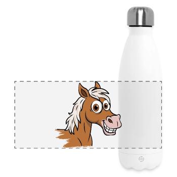 Eine Karikaturzeichnung eines Abou'Ourquob-Pferdes - Panorama Isolierflasche 500 ml - Weiß - Vorne