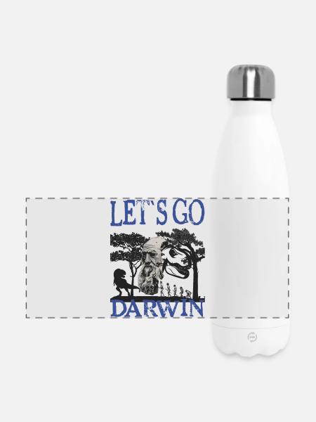 Charles Darwin Evolution textile Geschenkidee - Panorama Isolierflasche 500 ml - Weiß
