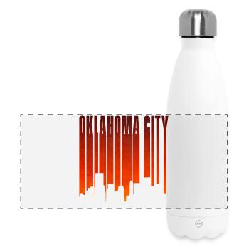 Oklahoma City Skyline Feuerrot - Panorama Isolierflasche 500 ml - Weiß - Vorne