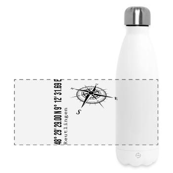 Koordinaten Reutlingen - Panorama Isolierflasche 500 ml - Weiß - Vorne