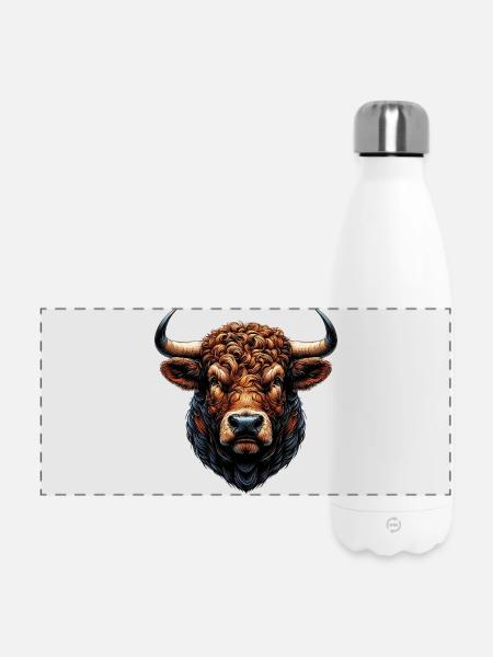 Stier - Panorama Isolierflasche 500 ml - Weiß