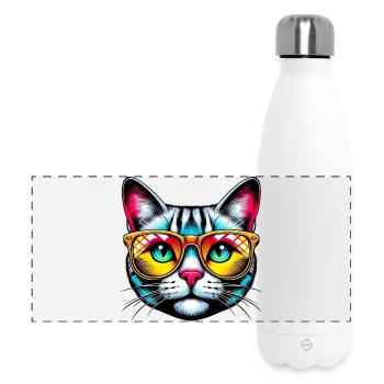 Chat avec des lunettes de soleil - Gourde isotherme panoramique 500 ml - blanc - Devant