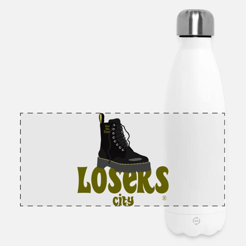 Hate this town Losers city doc edition - Panoramic Thermal Bottle 500 ml - white