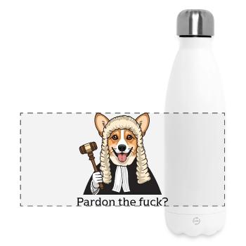 Corgi Richter Cartoon Pardon the Fuck - Panorama Isolierflasche 500 ml - Weiß - Vorne