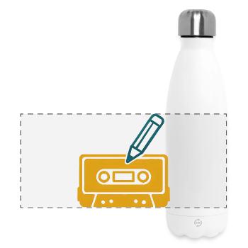 Retro Bleistift Kassette - Panorama Isolierflasche 500 ml - Weiß - Vorne