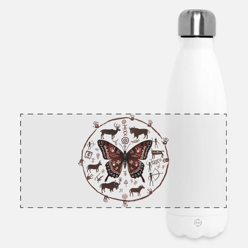 Rune Circle Butterfly - Panoramic Thermal Bottle 500 ml - white