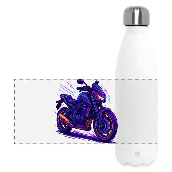 Ambiance moto néon - Gourde isotherme panoramique 500 ml - blanc - Devant