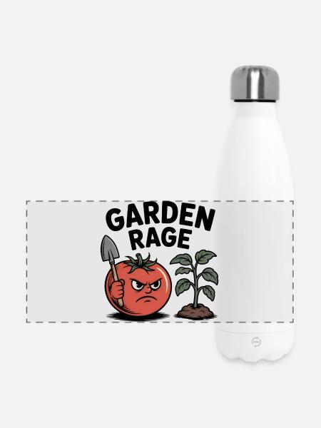 Gartenwut – Wütende Tomatenenergie - Panorama Isolierflasche 500 ml - Weiß