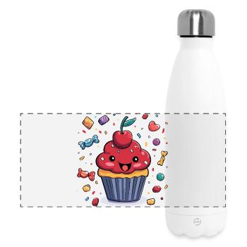 Cupcake kawaï avec confettis - Gourde isotherme panoramique 500 ml - blanc - Devant