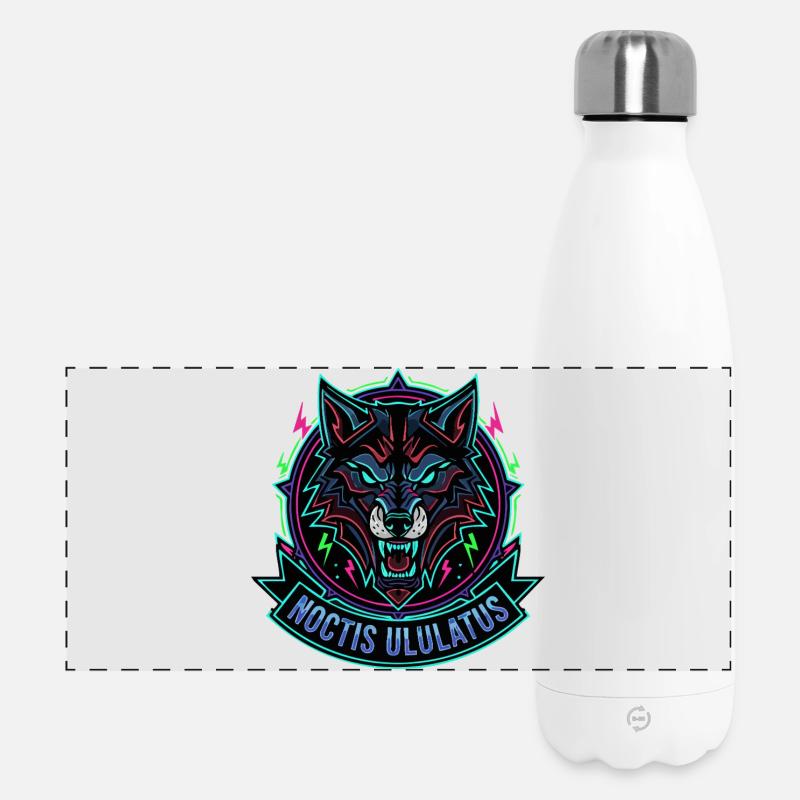 Neon Wolf Noctis Ululatus - Panoramic Thermal Bottle 500 ml - white