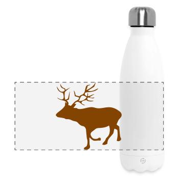Brown deer silhouette in the forest - Panoramic Thermal Bottle 500 ml - white - Front