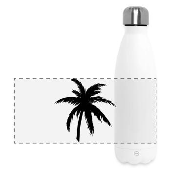 Silhouette de palmier noir – Style tropical - Gourde isotherme panoramique 500 ml - blanc - Devant