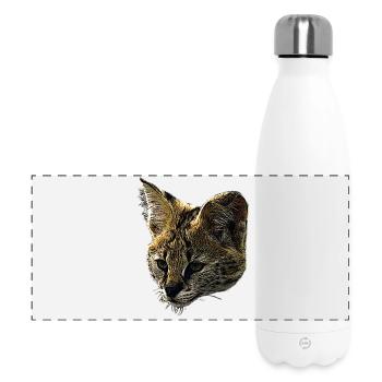 Toile Serval, grands félins, motifs animaliers - Gourde isotherme panoramique 500 ml - blanc - Devant