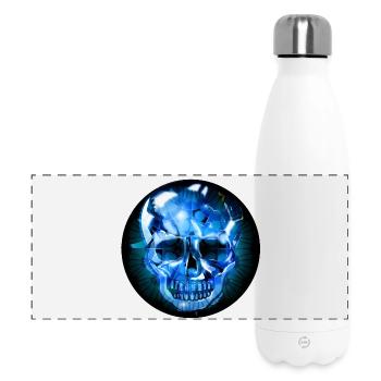 geheimnisvoller gläserner Schädel im Glas Look - Panorama Isolierflasche 500 ml - Weiß - Vorne