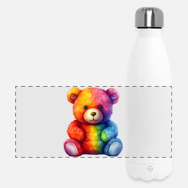 Rainbow Plush Bear Hug - Panoramic Thermal Bottle 500 ml - white
