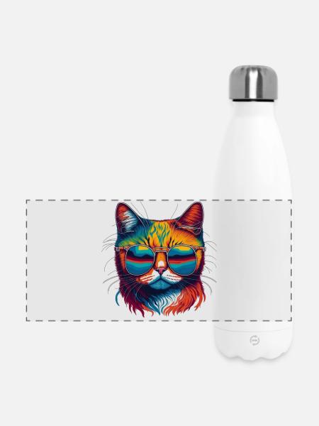 Cool Cat - Panorama Isolierflasche 500 ml - Weiß
