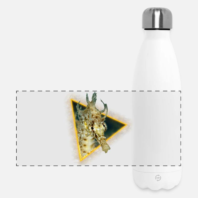 Seahorse in a triangle - Panoramic Thermal Bottle 500 ml - white