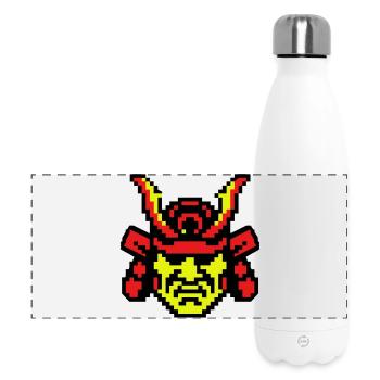 Pixel Samurai 8bit - Panorama Isolierflasche 500 ml - Weiß - Vorne