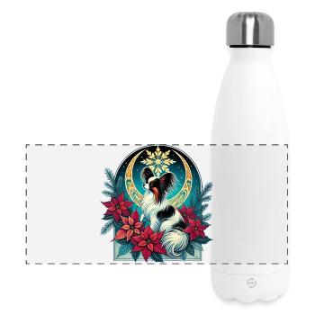 Himmlisches Papillon unter den Weihnachtssternen - Panorama Isolierflasche 500 ml - Weiß - Vorne