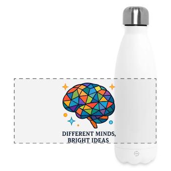 Cerveau en mosaïque : Plusieurs idées - Gourde isotherme panoramique 500 ml - blanc - Devant