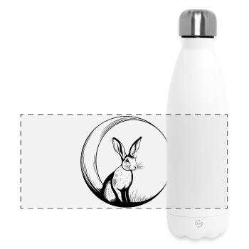 Lapin sur le croissant de lune – motif de lune enchanteur - Gourde isotherme panoramique 500 ml - blanc - Devant