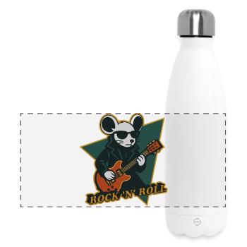 Mouse with Guitar Cool Cartoon - Panoramic Thermal Bottle 500 ml - white - Front