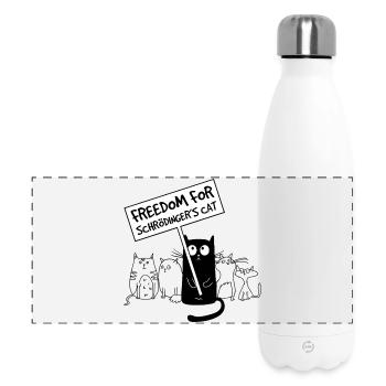 Freedom for Schrödinger Cat – Nerd Humor Shirt - Panorama Isolierflasche 500 ml - Weiß - Vorne