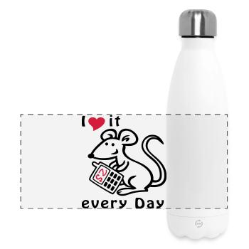 Mobile Phone, Mouse, Chat - Panoramic Thermal Bottle 500 ml - white - Front