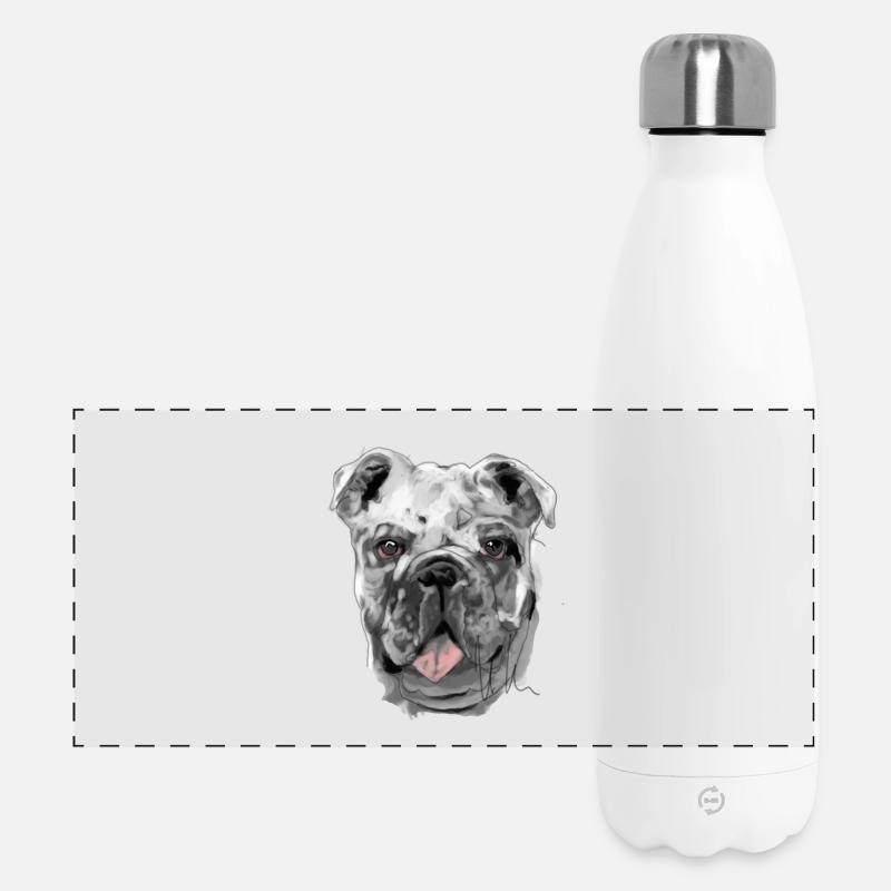 Bulldogge - Panorama Isolierflasche 500 ml - Weiß
