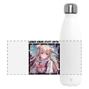 Lieber Einzig statt Artig - Panorama Isolierflasche 500 ml - Weiß - Vorne