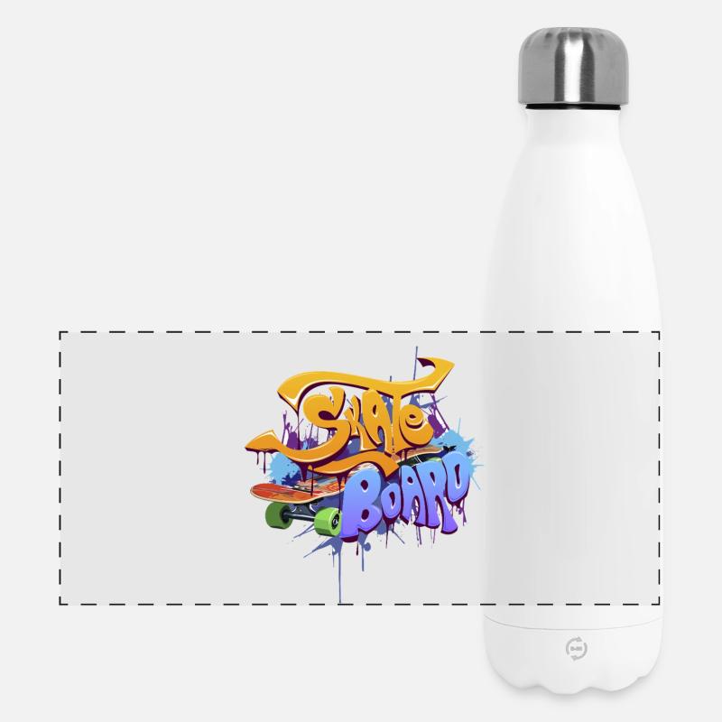 Graffiti Skate Board Design - Panorama Isolierflasche 500 ml - Weiß