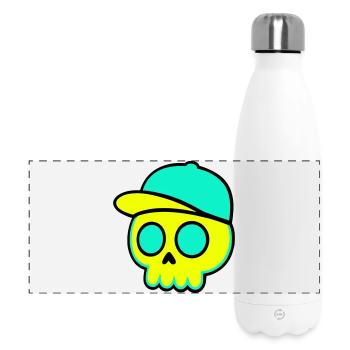Neon Schädel Cap Streetwear - Panorama Isolierflasche 500 ml - Weiß - Vorne