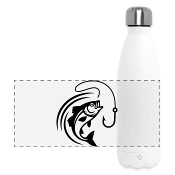 Springender Fisch Haken Angeln Vektor - Panorama Isolierflasche 500 ml - Weiß - Vorne