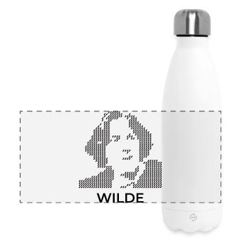 Pixelated Oscar Wilde Portrait - Panoramic Thermal Bottle 500 ml - white - Front