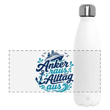 Anchor out, everyday life off - Panoramic Thermal Bottle 500 ml - white - Front