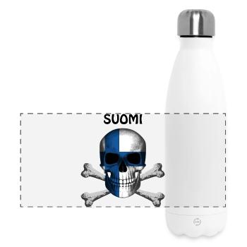 Skull Jolly Roger Pirate Flag Suomi R6Z - Panoramic Thermal Bottle 500 ml - white - Front