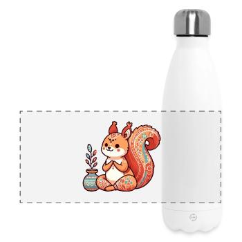 Écureuil yoga - Gourde isotherme panoramique 500 ml - blanc - Devant