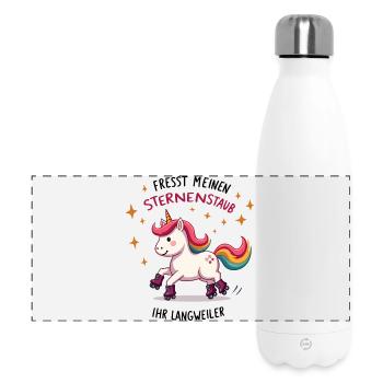 Rollschuh Einhorn - Panorama Isolierflasche 500 ml - Weiß - Vorne