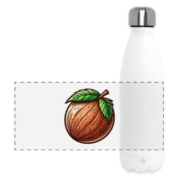 Natürliche Walnussschale - Panorama Isolierflasche 500 ml - Weiß - Vorne