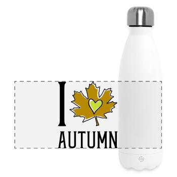 Heart in the autumn leaf - Panoramic Thermal Bottle 500 ml - white - Front