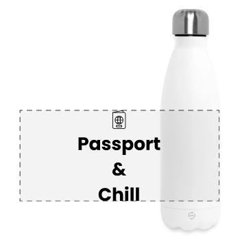 Passport & Chill – Travel Shirt - Panoramic Thermal Bottle 500 ml - white - Front