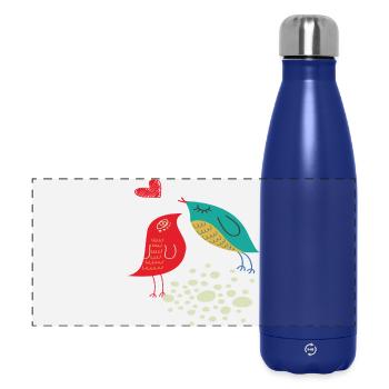 birds in love - Panoramic Thermal Bottle 500 ml - dark blue  - Front