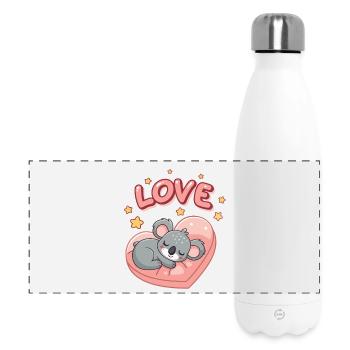 Koala dort sur cœur pastel - Gourde isotherme panoramique 500 ml - blanc - Devant