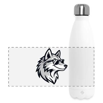 Grafischer Wolf mit Brille - Panorama Isolierflasche 500 ml - Weiß - Vorne