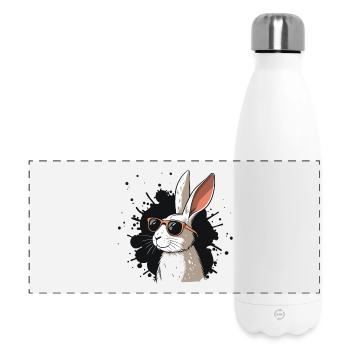 Lapin cool lunettes sur fond noir - Gourde isotherme panoramique 500 ml - blanc - Devant