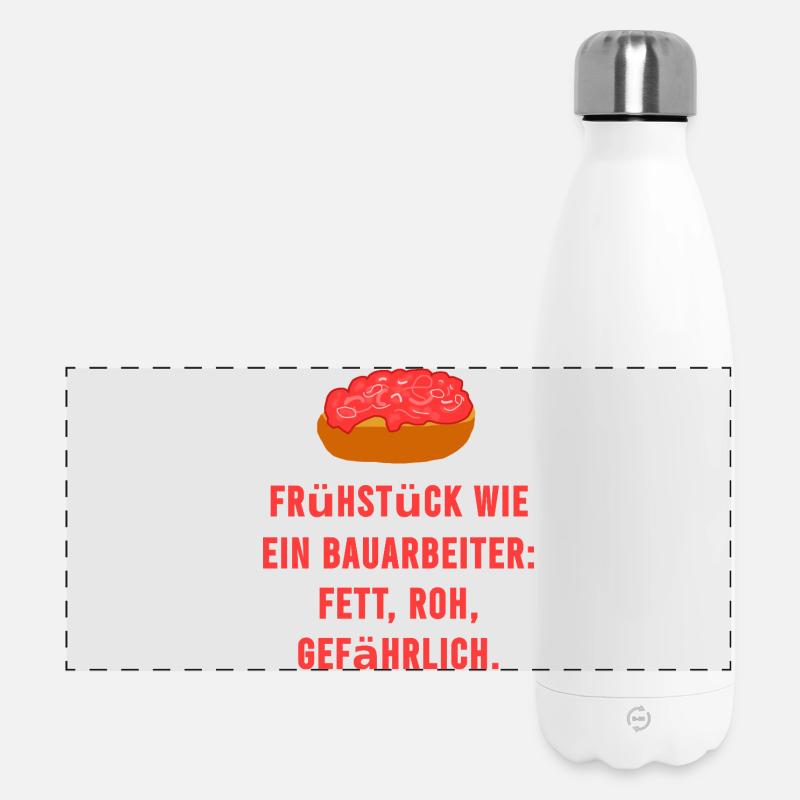 Mett Frühstück Roh Bauarbeiter Spruch - Panorama Isolierflasche 500 ml - Weiß