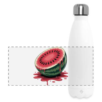 juicy halved watermelon with dripping - Panoramic Thermal Bottle 500 ml - white - Front