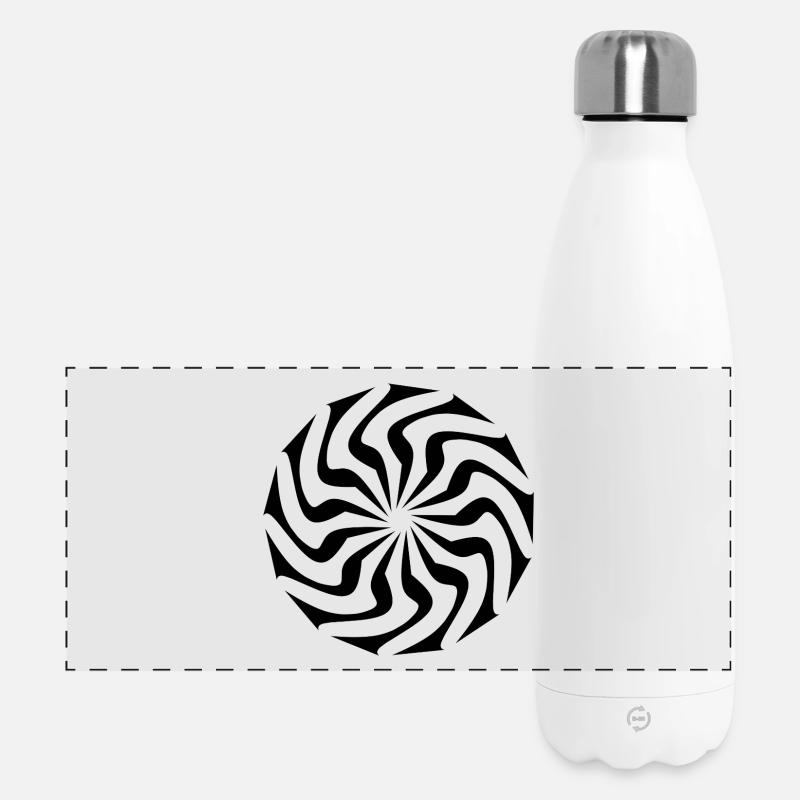 Geometric Black Vortex - Panoramic Thermal Bottle 500 ml - white